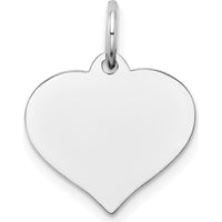 14K White Gold Heart Disc Charm Pendant - Polished Finish, 18mm Length by Oro Pregiato
