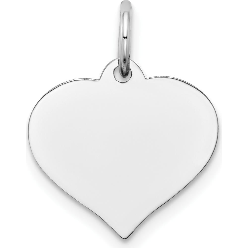 14K White Gold Heart Disc Charm Pendant - Polished Finish, 18mm Length by Oro Pregiato