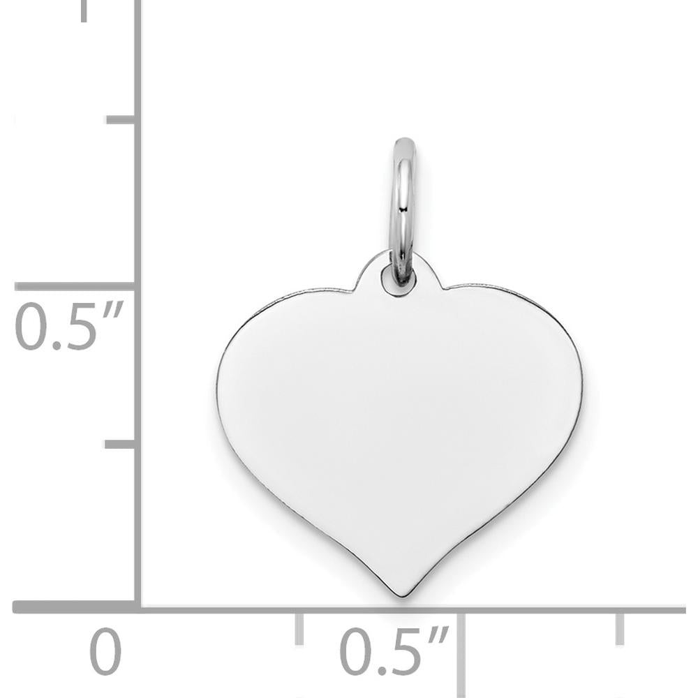 14K White Gold Heart Disc Charm Pendant - Polished Finish, 18mm Length by Oro Pregiato