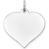 14K White Gold Heart Disc Charm Pendant with Polished Finish and Rhodium Plating by Oro Pregiato