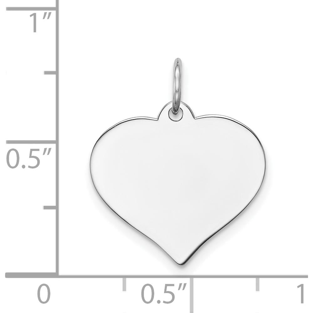 14K White Gold Heart Disc Charm - Polished Finish with Personalized Engraving Option by Oro Pregiato
