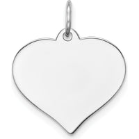 14K White Gold Heart Disc Charm with Polished Finish and Rhodium Plating by Oro Pregiato