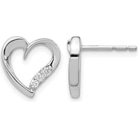 14K White Gold Heart Earrings with Round Diamonds - 0.09 Carat Total Diamond Weight by Monteluci Fine Jewelry