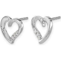 14K White Gold Heart Earrings with Round Diamonds - 0.09 Carat Total Diamond Weight by Monteluci Fine Jewelry