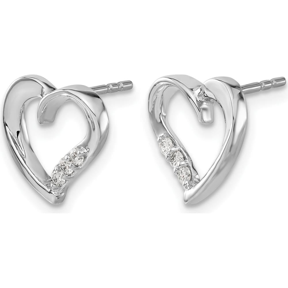 14K White Gold Heart Earrings with Round Diamonds - 0.09 Carat Total Diamond Weight by Monteluci Fine Jewelry