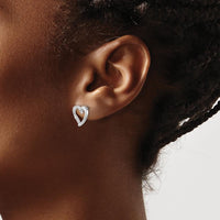14K White Gold Heart Earrings with Round Diamonds - 0.09 Carat Total Diamond Weight by Monteluci Fine Jewelry