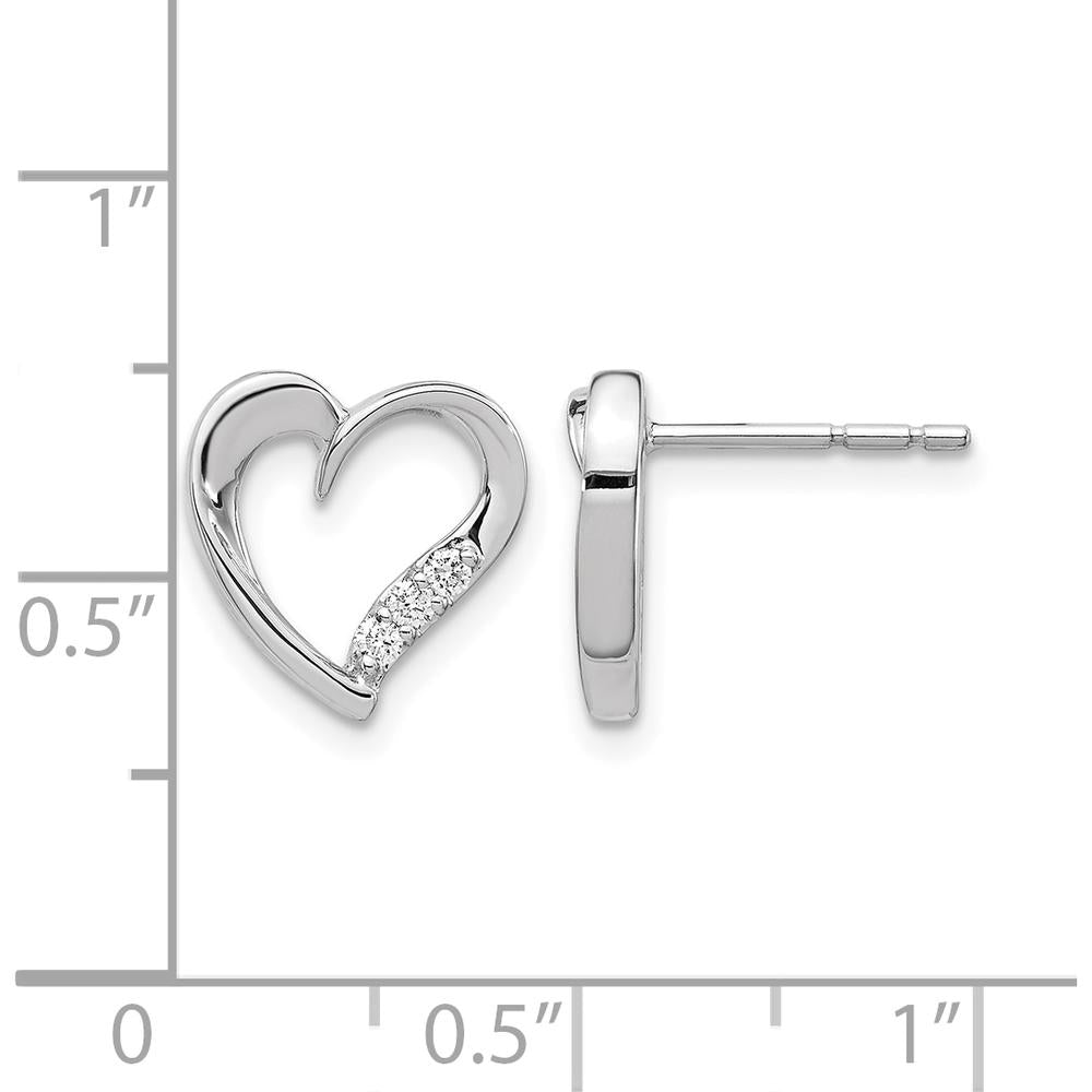 14K White Gold Heart Earrings with Round Diamonds - 0.09 Carat Total Diamond Weight by Monteluci Fine Jewelry