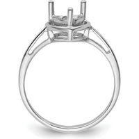 14K White Gold Heart Gemstone Ring Mounting with Polished Rhodium Finish - 9mm Heart Top, 2mm Band by Monteluci Fine Jewelry