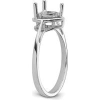 14K White Gold Heart Gemstone Ring Mounting with Polished Rhodium Finish - 9mm Heart Top, 2mm Band by Monteluci Fine Jewelry