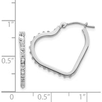 14K White Gold Heart Hoop Earrings with Natural Diamonds - 0.01 Carats Total Diamond Weight by Monteluci Fine Jewelry
