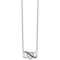 14K White Gold Heart Infinity Necklace with 13 Blue Diamonds and 19 White Diamonds - 1/10 Carat Total Diamond Weight by Monteluci Fine Jewelry