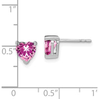 14K White Gold Heart Lab-Created Pink Sapphire Stud Earrings - 0.75 Carat Total Gemstone Weight by Monteluci Fine Jewelry