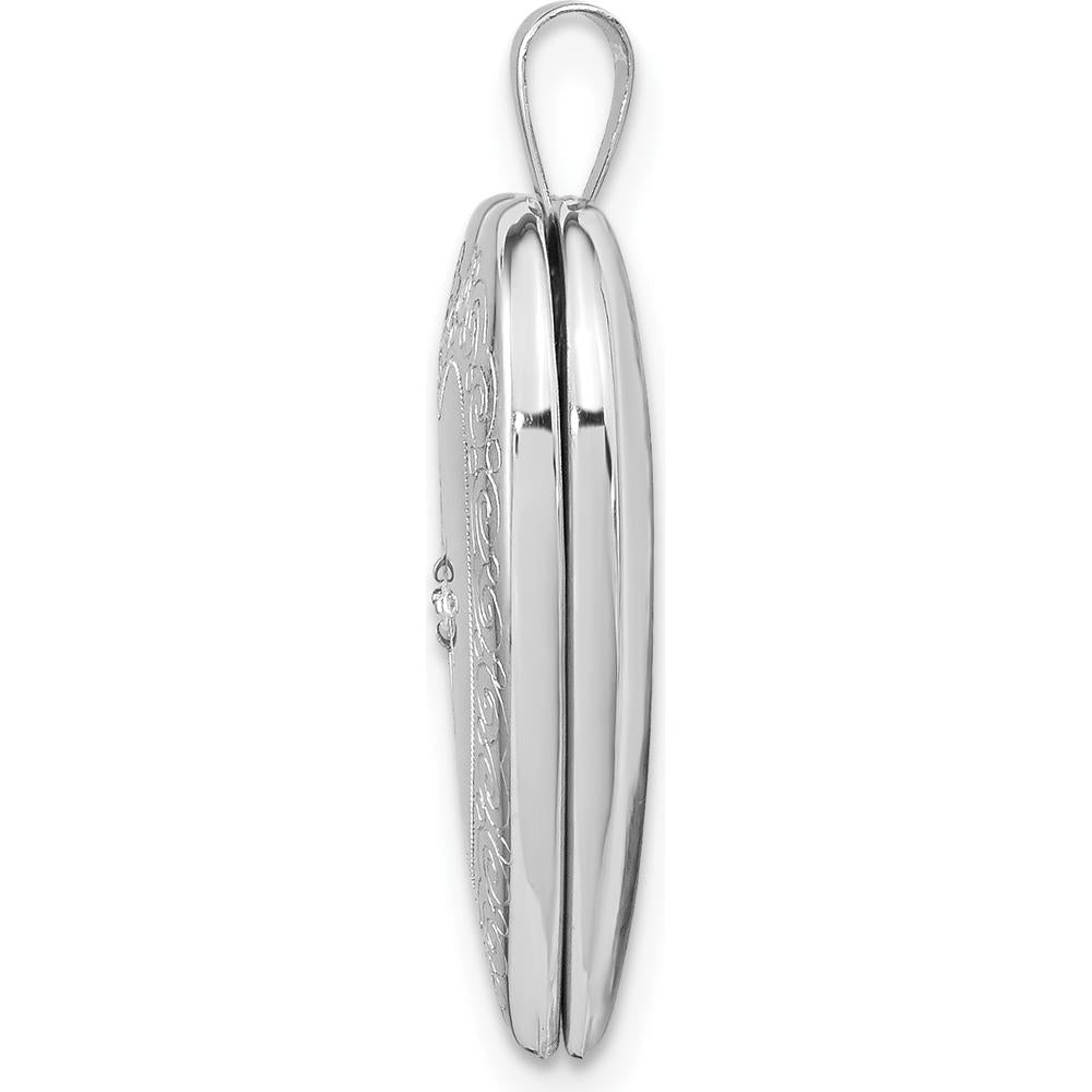14K White Gold Heart Locket Pendant with Diamond Star Center - 0.01 Carat Total Diamond Weight by Monteluci Fine Jewelry