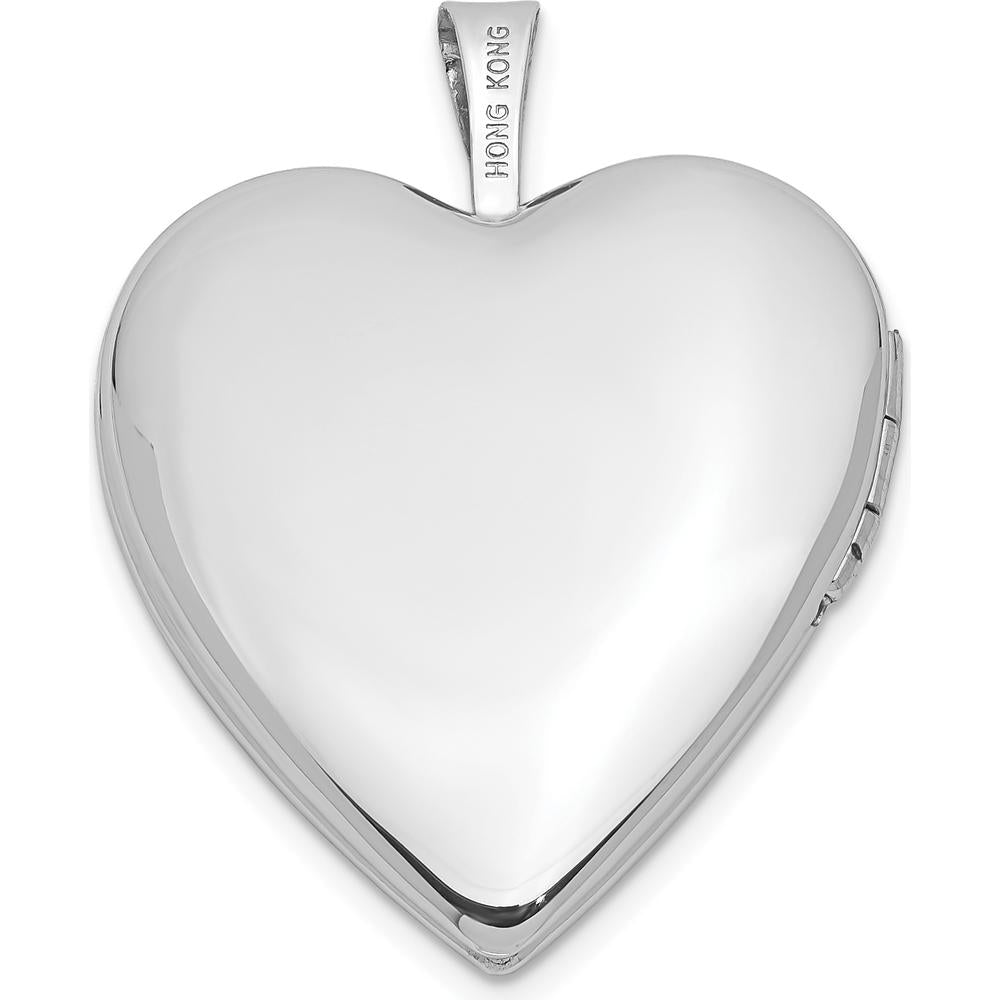 14K White Gold Heart Locket Pendant with Diamond Star Center - 0.01 Carat Total Diamond Weight by Monteluci Fine Jewelry