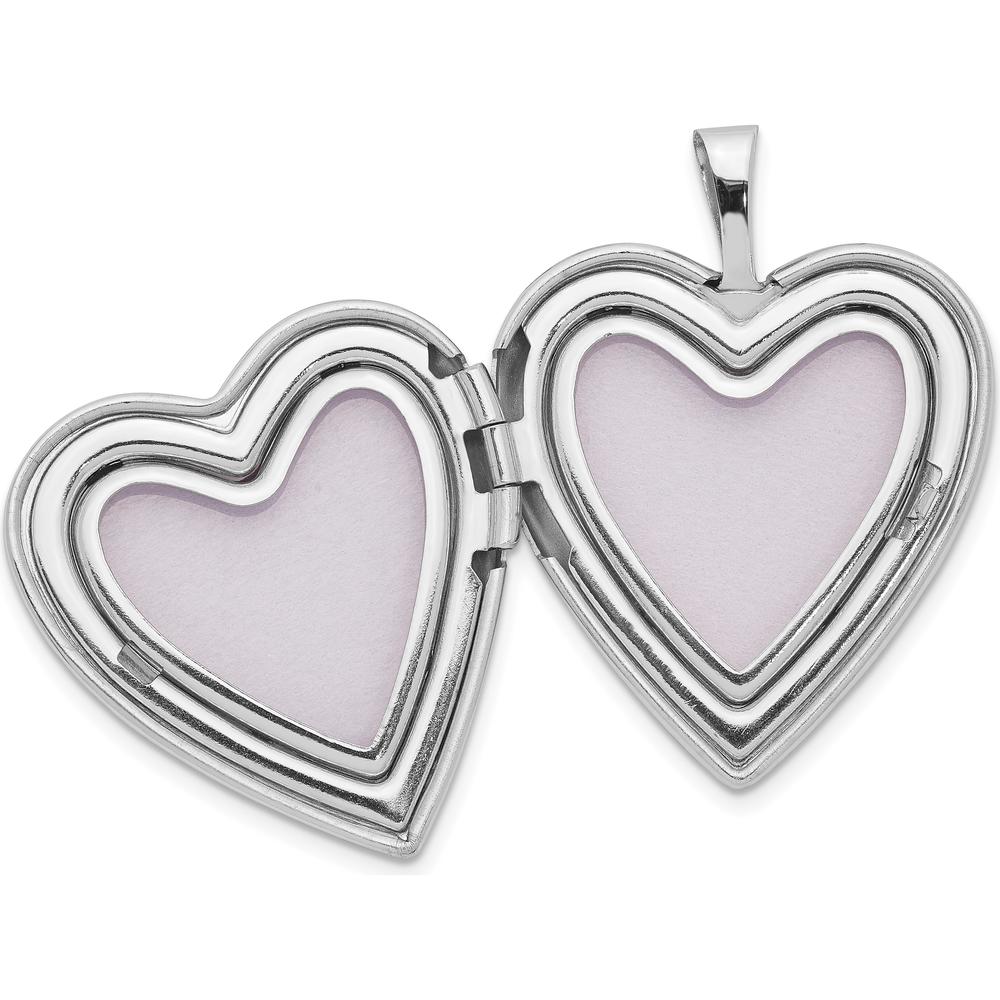 14K White Gold Heart Locket Pendant with Diamond Star Center - 0.01 Carat Total Diamond Weight by Monteluci Fine Jewelry