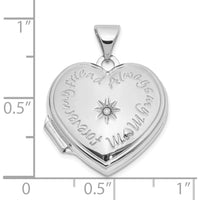 14K White Gold Heart Locket Pendant with Diamond Star - "Forever My Friend Always My Mom" Inscription by Oro Pregiato