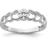 14K White Gold Heart Motif Ring Mounting with Center Setting for 0.02 Carat Round Diamond by Oro Pregiato