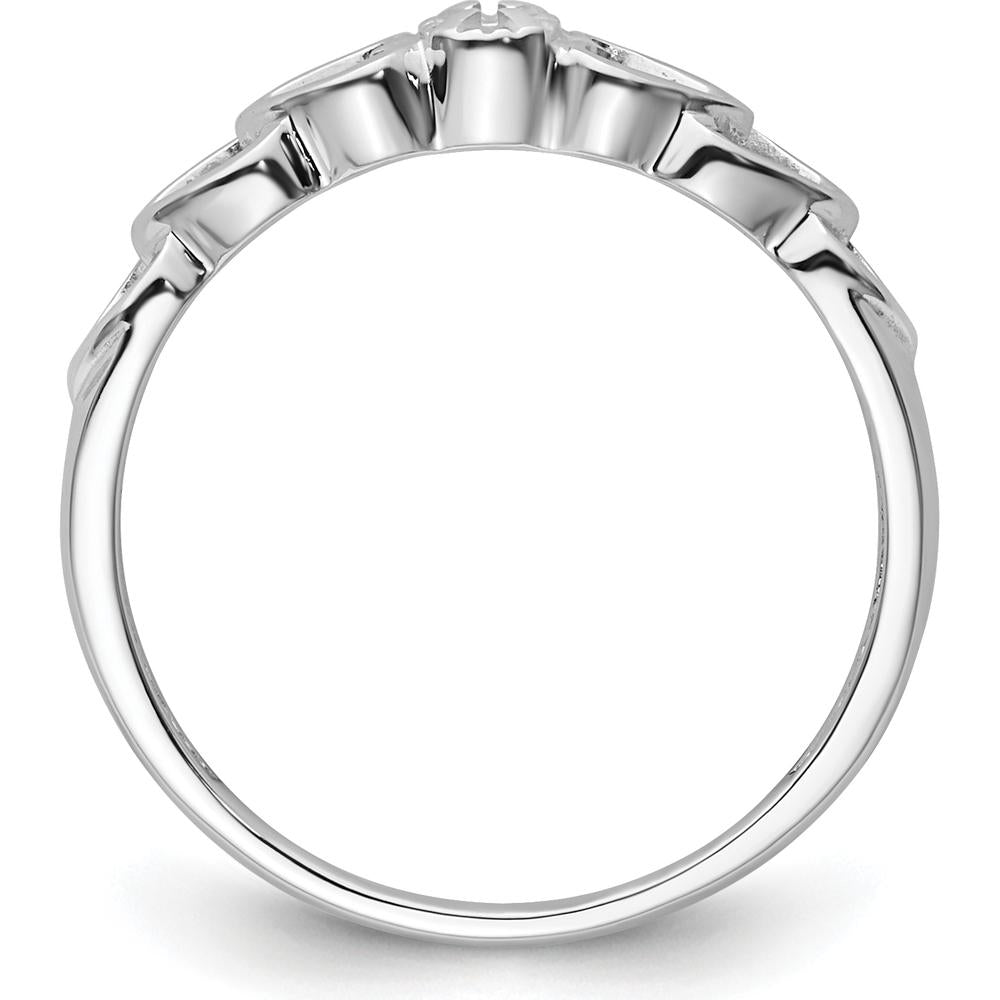 14K White Gold Heart Motif Ring Mounting with Center Setting for 0.02 Carat Round Diamond by Oro Pregiato