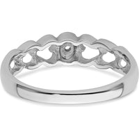14K White Gold Heart Motif Ring Mounting with Center Setting for 0.02 Carat Round Diamond by Oro Pregiato