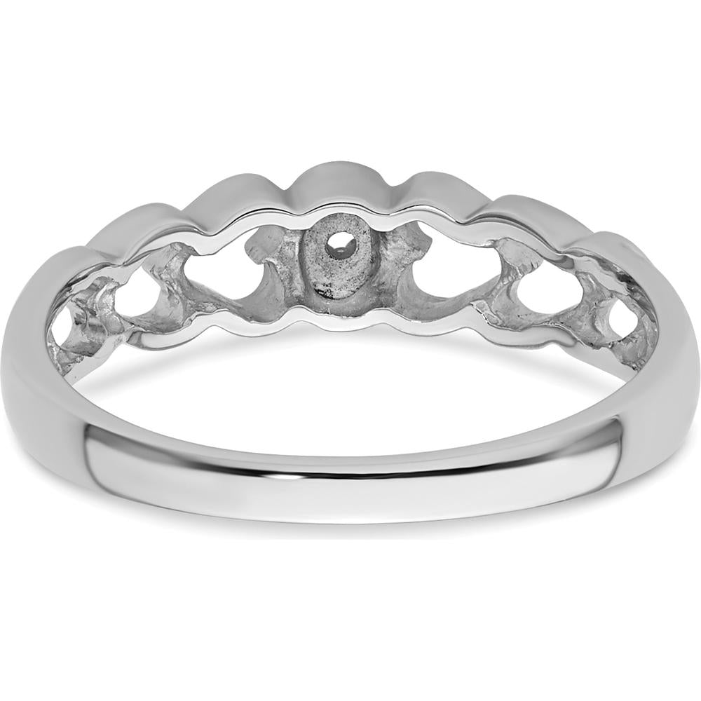 14K White Gold Heart Motif Ring Mounting with Center Setting for 0.02 Carat Round Diamond by Oro Pregiato