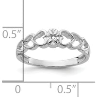 14K White Gold Heart Motif Ring Mounting with Center Setting for 0.02 Carat Round Diamond by Oro Pregiato