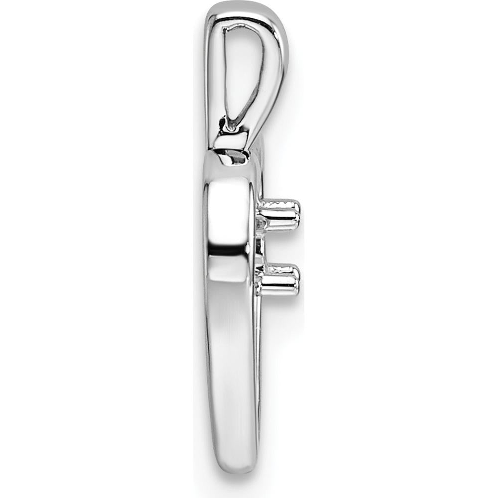 14K White Gold Heart Pendant Mounting for 1-2.3mm Stones - Rhodium Plated, 16.2mm Length by Oro Pregiato