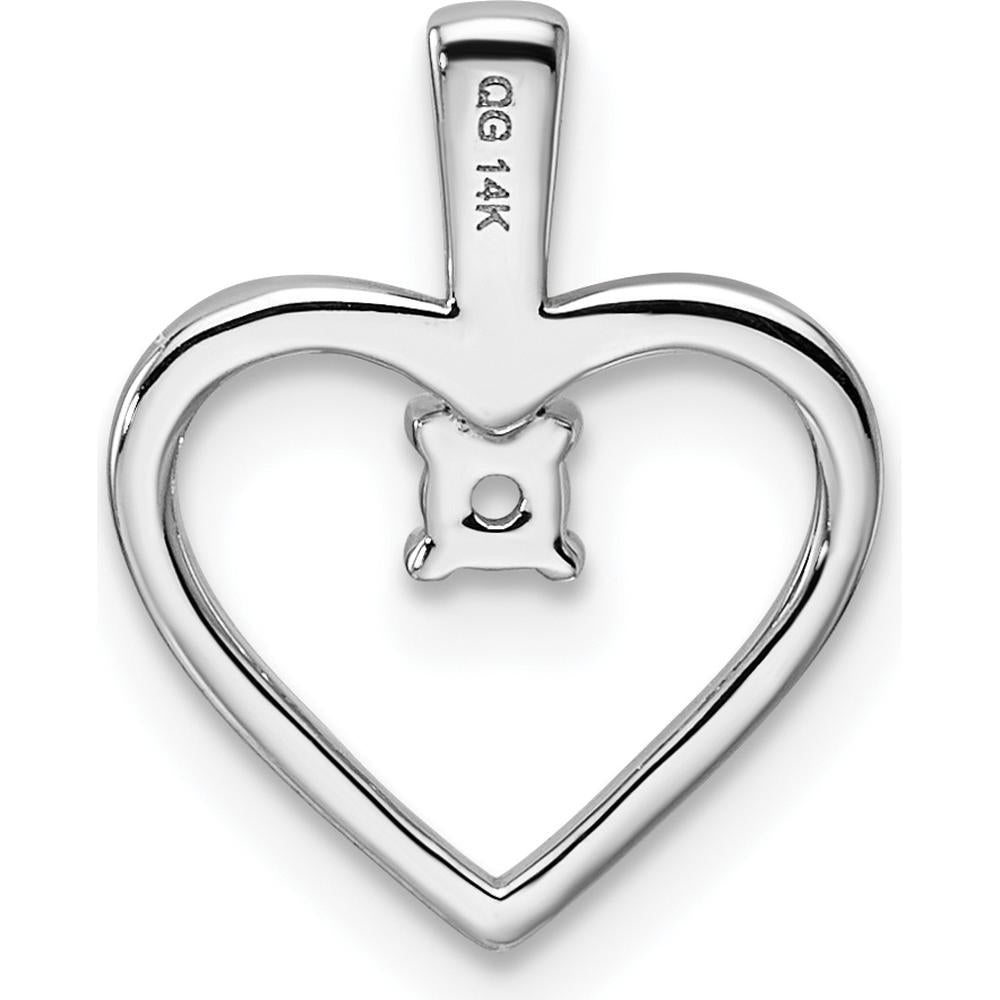 14K White Gold Heart Pendant Mounting for 1-2.3mm Stones - Rhodium Plated, 16.2mm Length by Oro Pregiato