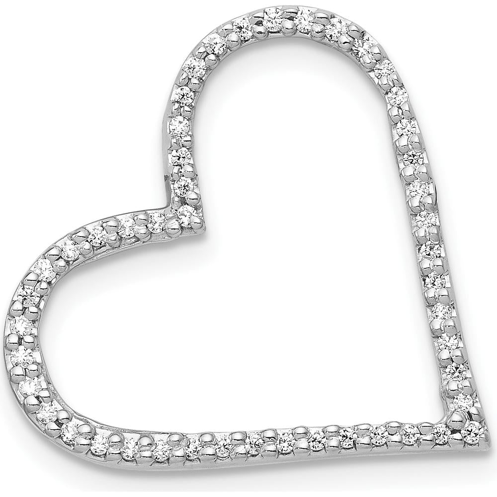 14K White Gold Heart Pendant Slide with Natural Round Diamonds - 0.06 Carat Total Diamond Weight by Monteluci Fine Jewelry