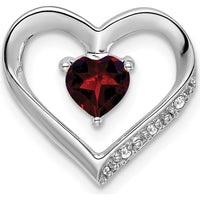 14K White Gold Heart Pendant with 0.55 Carat Garnet and 3 Round Diamonds - 0.03 Carat Total Diamond Weight by Lumare Gioia