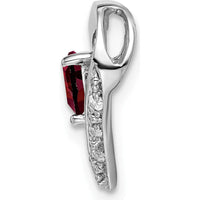 14K White Gold Heart Pendant with 0.55 Carat Garnet and 3 Round Diamonds - 0.03 Carat Total Diamond Weight by Lumare Gioia