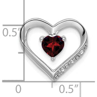 14K White Gold Heart Pendant with 0.55 Carat Garnet and 3 Round Diamonds - 0.03 Carat Total Diamond Weight by Lumare Gioia