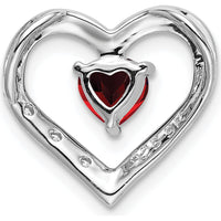 14K White Gold Heart Pendant with 0.55 Carat Garnet and 3 Round Diamonds - 0.03 Carat Total Diamond Weight by Lumare Gioia
