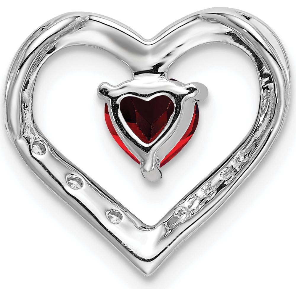 14K White Gold Heart Pendant with 0.55 Carat Garnet and 3 Round Diamonds - 0.03 Carat Total Diamond Weight by Lumare Gioia