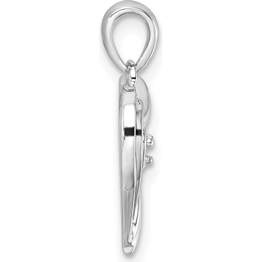 14K White Gold Heart Pendant with 1.6mm Round Stone - 0.02 Carat Total Weight by Monteluci Fine Jewelry