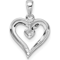 14K White Gold Heart Pendant with 1.6mm Round Stone - 0.02 Carat Total Weight by Monteluci Fine Jewelry