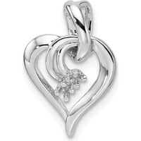 14K White Gold Heart Pendant with 1.6mm Stones - Rhodium Plated - Polished Finish by Monteluci Fine Jewelry