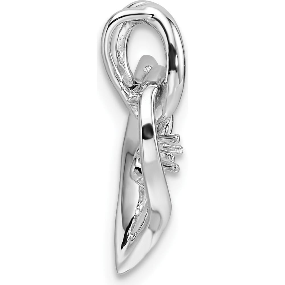 14K White Gold Heart Pendant with 1.6mm Stones - Rhodium Plated - Polished Finish by Monteluci Fine Jewelry