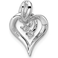 14K White Gold Heart Pendant with 1.6mm Stones - Rhodium Plated - Polished Finish by Monteluci Fine Jewelry