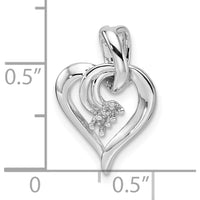 14K White Gold Heart Pendant with 1.6mm Stones - Rhodium Plated - Polished Finish by Monteluci Fine Jewelry