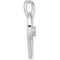 14K White Gold Heart Pendant with 2 Round Diamonds - 0.015 Carat Total Weight by Monteluci Fine Jewelry