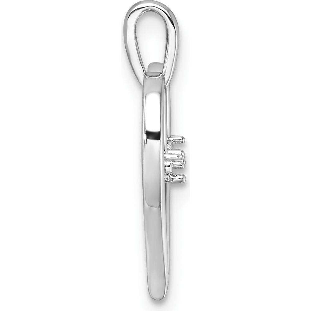 14K White Gold Heart Pendant with 2 Round Diamonds - 0.015 Carat Total Weight by Monteluci Fine Jewelry