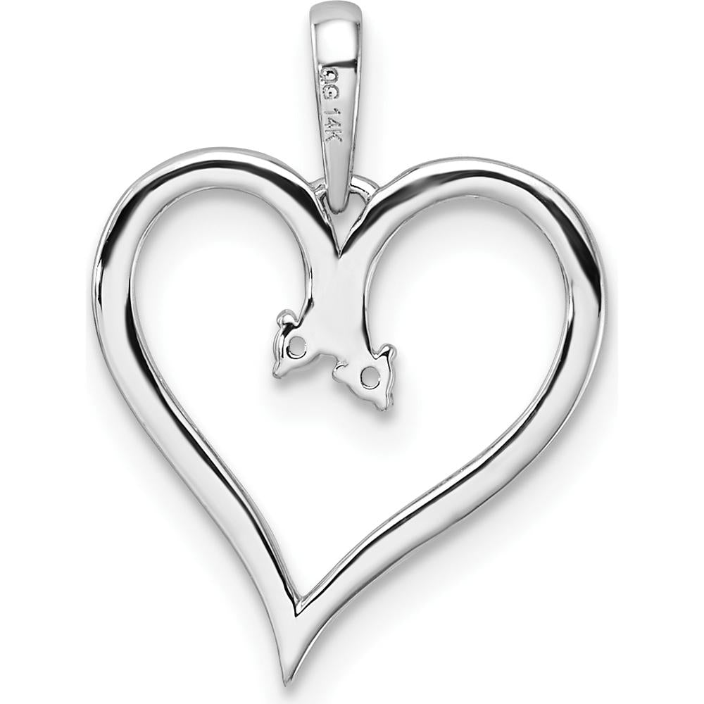 14K White Gold Heart Pendant with 2 Round Diamonds - 0.015 Carat Total Weight by Monteluci Fine Jewelry