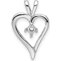 14K White Gold Heart Pendant with 3.2mm Round Stone Mounting - Customizable for Personalized Gemstones by Monteluci Fine Jewelry