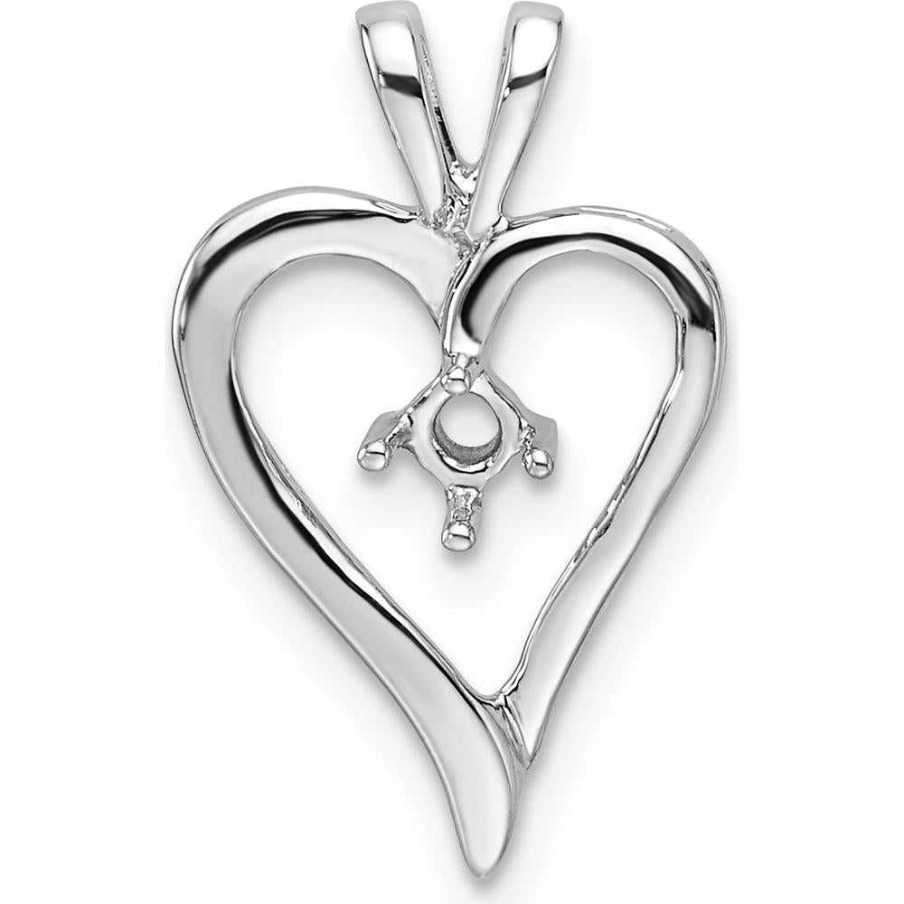 14K White Gold Heart Pendant with 3.2mm Round Stone Mounting - Customizable for Personalized Gemstones by Monteluci Fine Jewelry