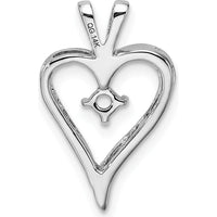 14K White Gold Heart Pendant with 3.2mm Round Stone Mounting - Customizable for Personalized Gemstones by Monteluci Fine Jewelry