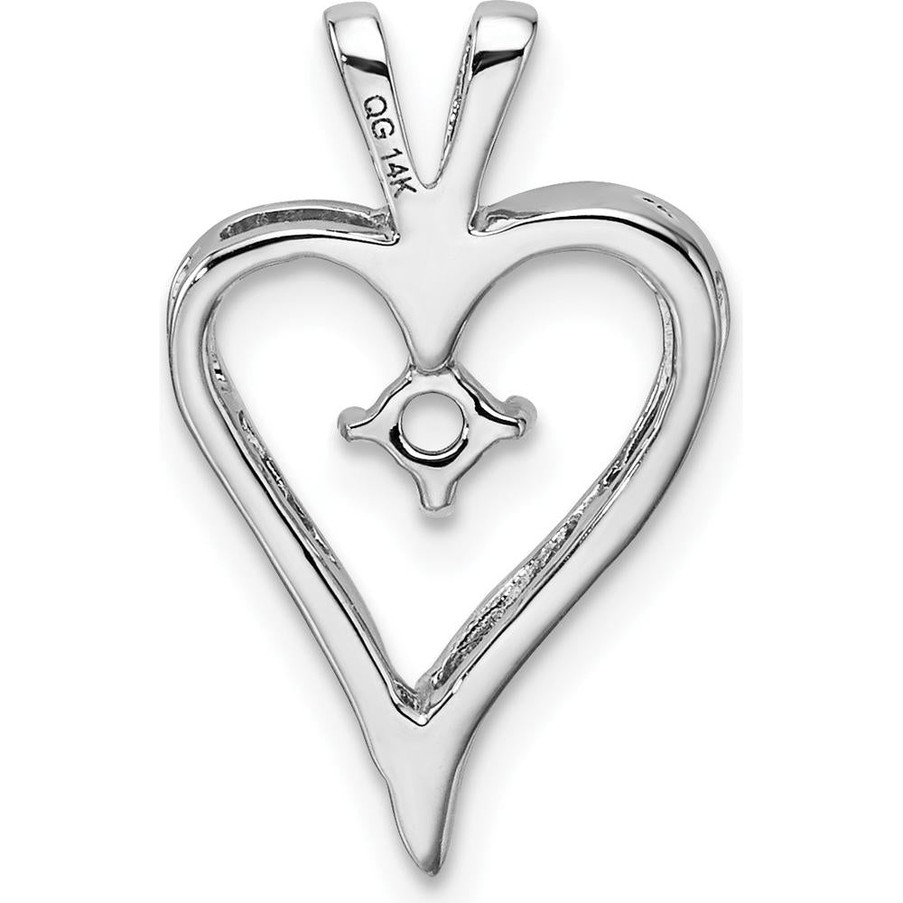 14K White Gold Heart Pendant with 3.2mm Round Stone Mounting - Customizable for Personalized Gemstones by Monteluci Fine Jewelry