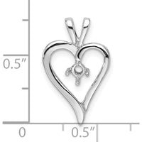 14K White Gold Heart Pendant with 3.2mm Round Stone Mounting - Customizable for Personalized Gemstones by Monteluci Fine Jewelry