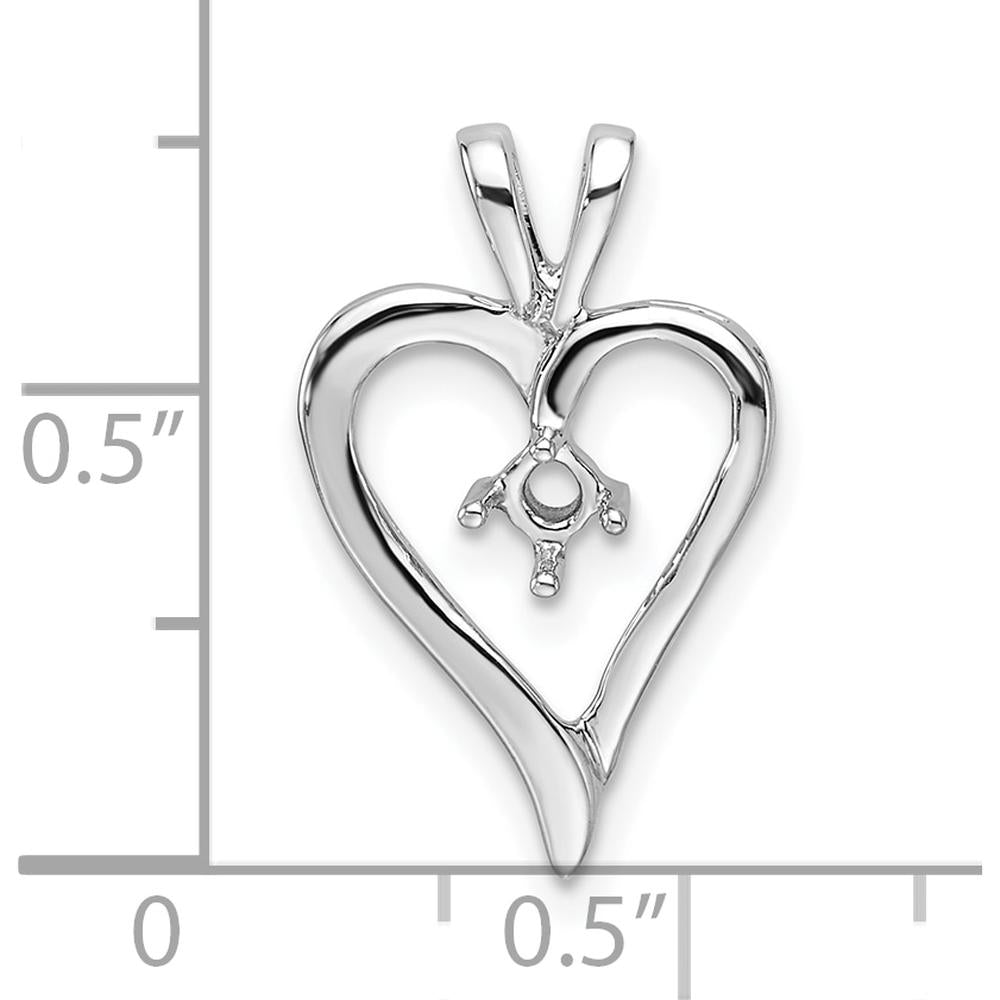 14K White Gold Heart Pendant with 3.2mm Round Stone Mounting - Customizable for Personalized Gemstones by Monteluci Fine Jewelry