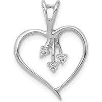 14K White Gold Heart Pendant with 3-Prong Set Round Diamonds - 0.02 Carat Total Diamond Weight by Monteluci Fine Jewelry