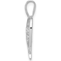 14K White Gold Heart Pendant with 3-Prong Set Round Diamonds - 0.02 Carat Total Diamond Weight by Monteluci Fine Jewelry
